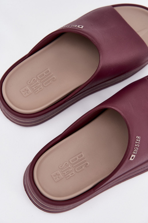 Chinelos femininos com uma plataforma Big Star SS274425 Borgonha
