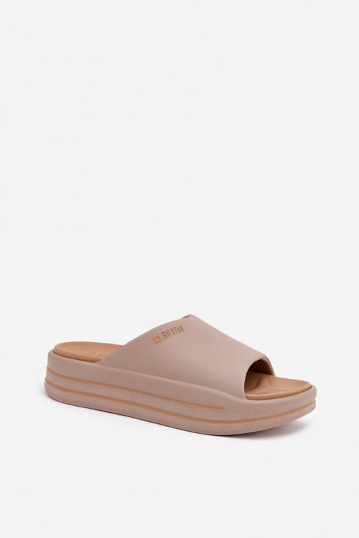 Chinelos femininos com uma plataforma Big Star SS274424 bege