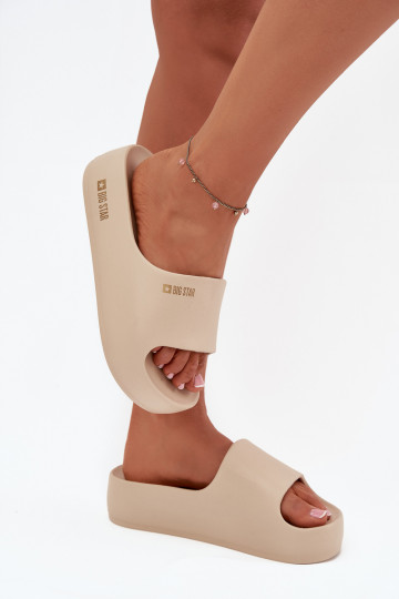 Chinelos femininos leves com plataforma Big Star SS274722 na cor areia