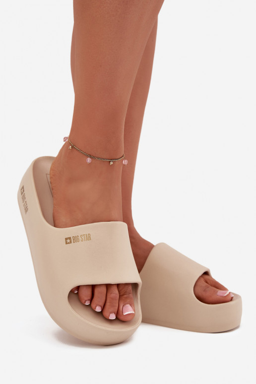Chinelos femininos Chinelos leves com uma plataforma Big Star SS274722 bege