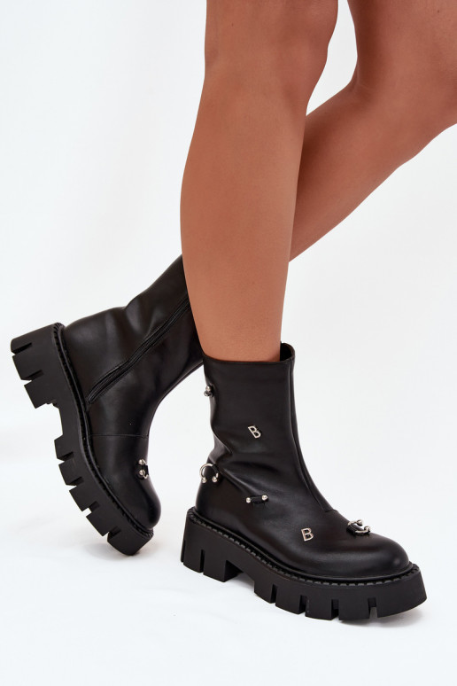 aquecimento Botas femininas Casal o castelo com lindos detalhes cor preta Thavira