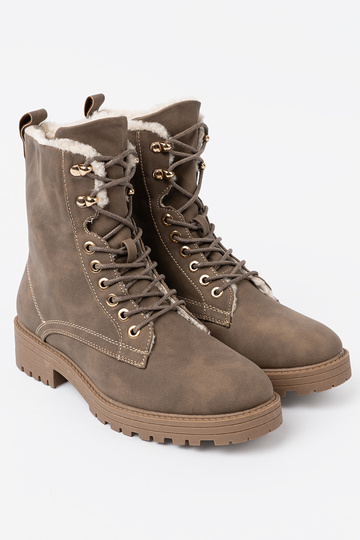 À moda Botas escurobege z grubą podeszParaą