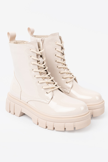 À moda botas de montaria altas lacado Para odcieniu brilhantementebegem