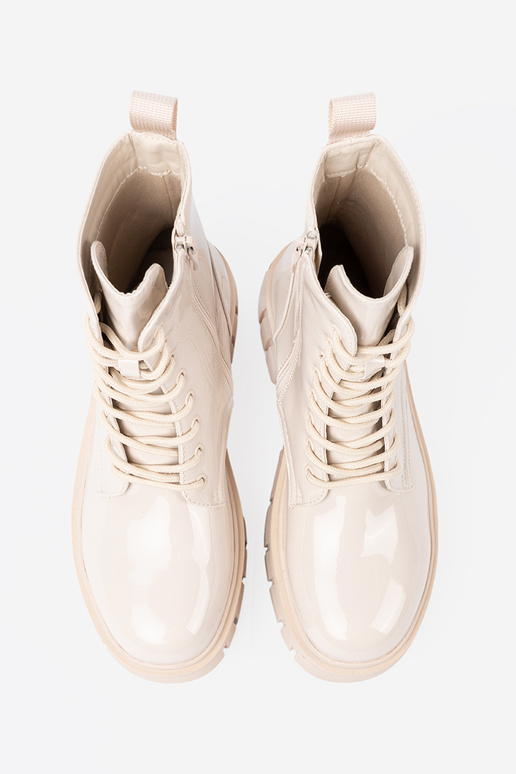 À moda botas de montaria altas lacado Para odcieniu brilhantementebegem