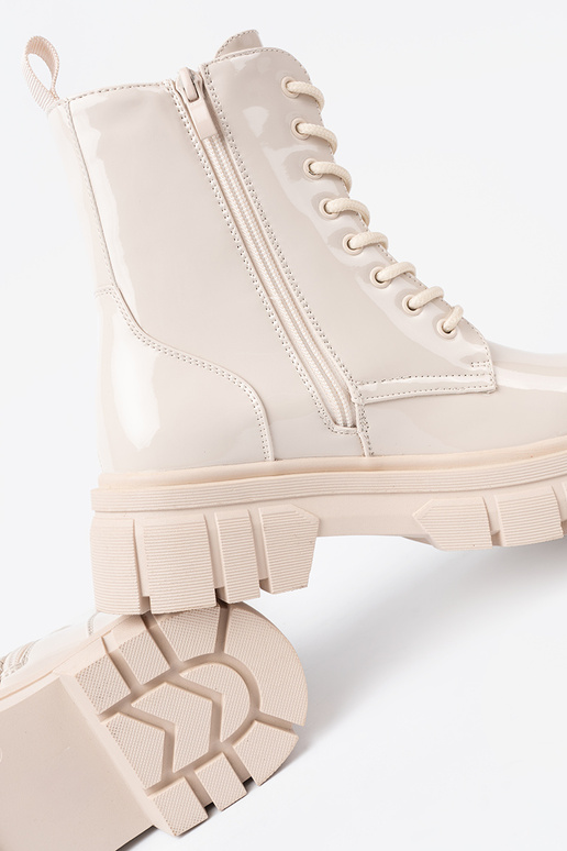 À moda botas de montaria altas lacado Para odcieniu brilhantementebegem