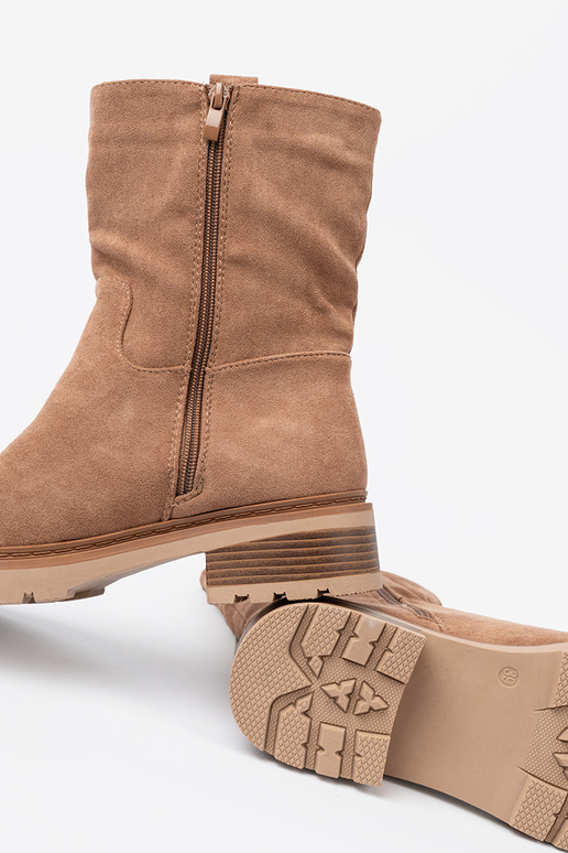 Minimalistyczne sapato kameloParae z miękkiego zamszu