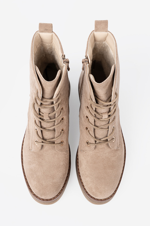 À moda bege botas de montaria altas z okrągłym noskiem