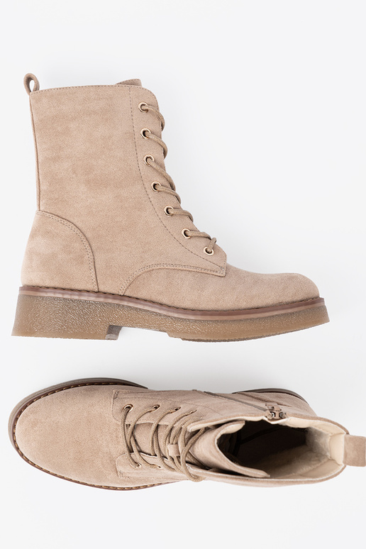 À moda bege botas de montaria altas z okrągłym noskiem