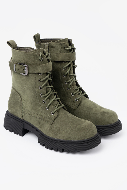 cor cáqui botas de montaria altas z grubą podeszParaą i cadarçosm