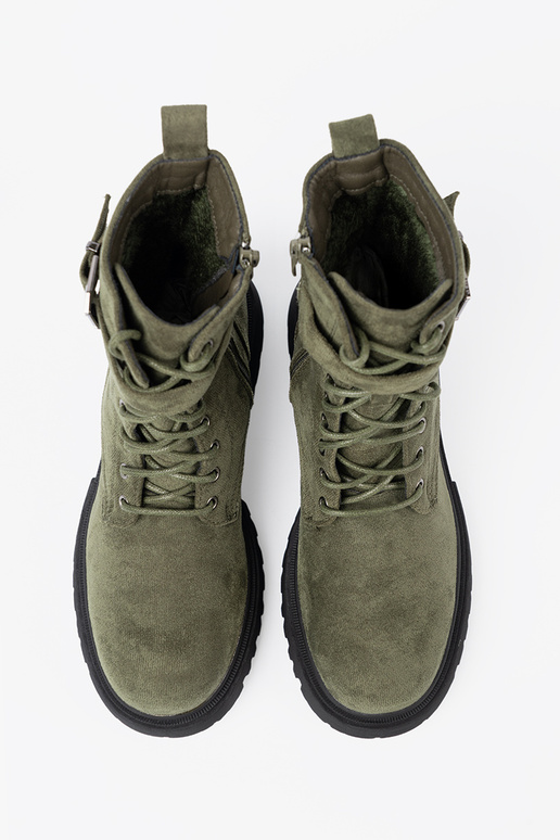 cor cáqui botas de montaria altas z grubą podeszParaą i cadarçosm