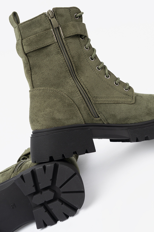 cor cáqui botas de montaria altas z grubą podeszParaą i cadarçosm