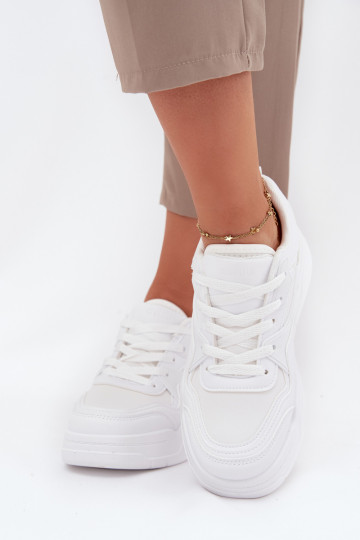 Tênis femininos brancos estilo sneakers com plataforma Big Star SS274590 HI-POLY SYSTEM 2