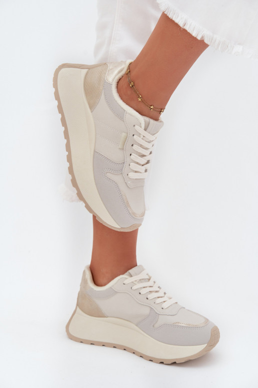 aquecimento À modalo de tênis Feminino com uma plataforma Big Star SS274008 HI-POLY SYSTEM cor de marfim