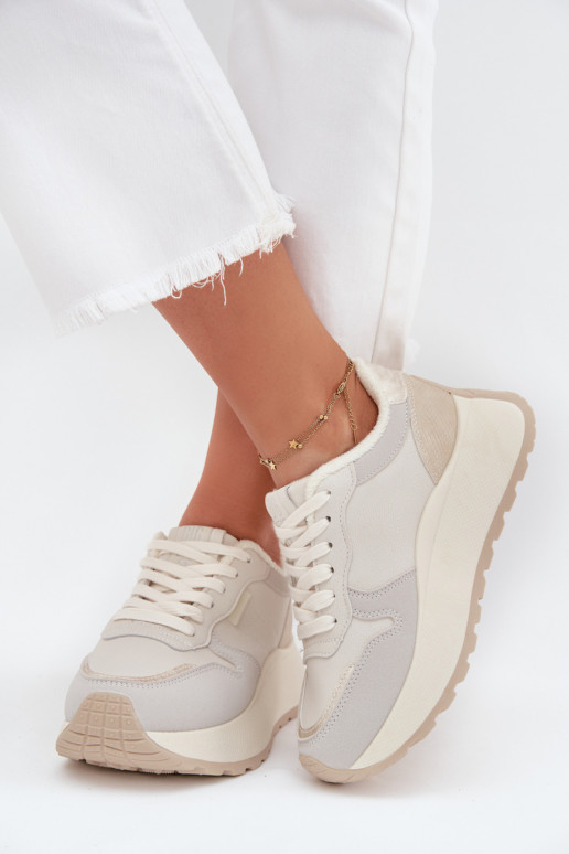 aquecimento À modalo de tênis Feminino com uma plataforma Big Star SS274008 HI-POLY SYSTEM cor de marfim