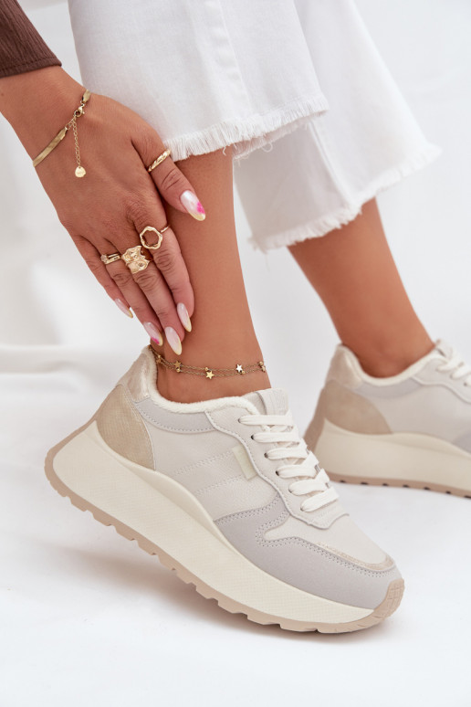 aquecimento À modalo de tênis Feminino com uma plataforma Big Star SS274008 HI-POLY SYSTEM cor de marfim