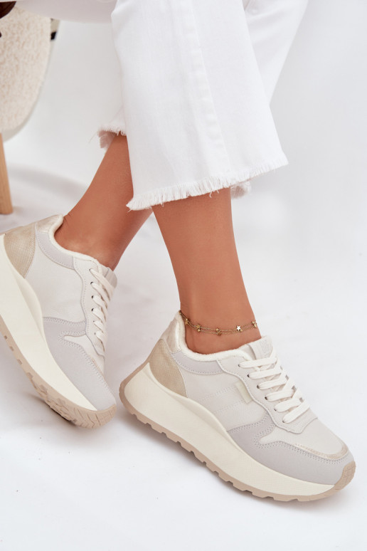 aquecimento À modalo de tênis Feminino com uma plataforma Big Star SS274008 HI-POLY SYSTEM cor de marfim