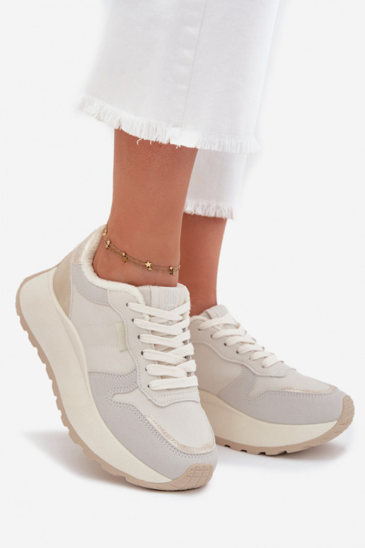 aquecimento À modalo de tênis Feminino com uma plataforma Big Star SS274008 HI-POLY SYSTEM cor de marfim