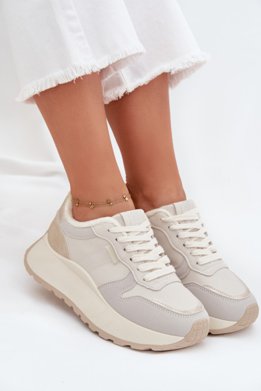 aquecimento À modalo de tênis Feminino com uma plataforma Big Star SS274008 HI-POLY SYSTEM cor de marfim