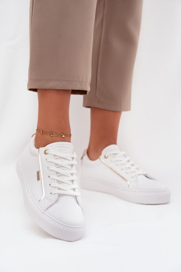 Feminino À modalo de tênis de couro ecológico Big Star SS274026 Branco-cor dourada