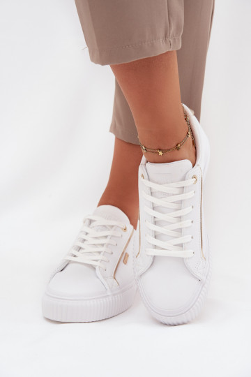 Feminino À modalo de tênis de couro ecológico Big Star SS274026 Branco-cor dourada 2