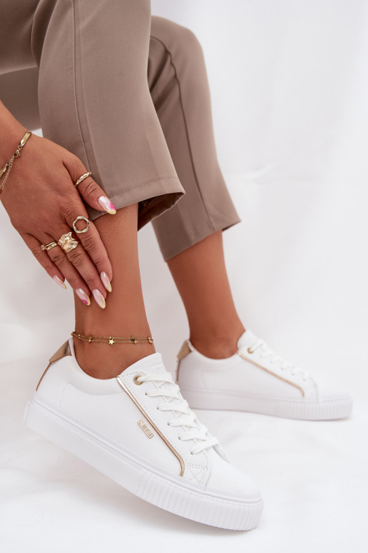 Feminino À modalo de tênis de couro ecológico Big Star SS274026 Branco-cor dourada