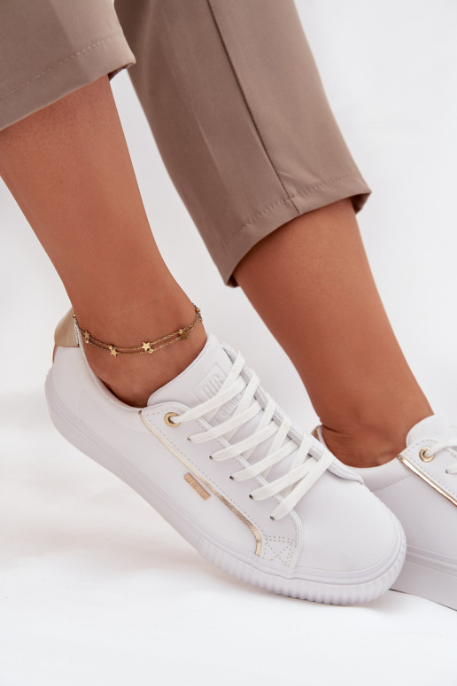 Feminino À modalo de tênis de couro ecológico Big Star SS274026 Branco-cor dourada