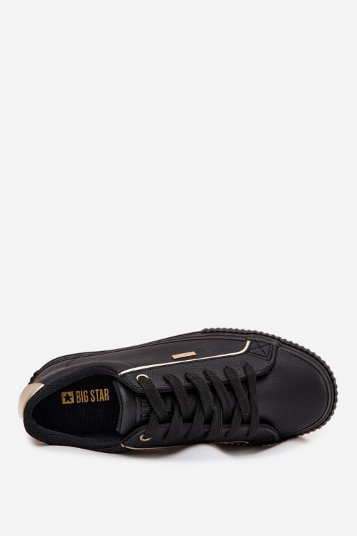 Feminino À modalo de tênis de couro ecológico Big Star SS274025 Preto e-cor dourada Feminino À modalo de tênis de couro ecológico Big Star SS274025 Preto e-cor dourada