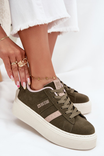 Tênis femininos verdes estilo sneakers com plataforma Big Star SS274349