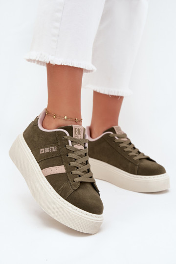 Tênis femininos verdes estilo sneakers com plataforma Big Star SS274349 2