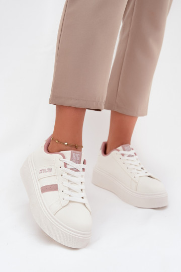 Tênis femininos brancos estilo sneakers com plataforma Big Star SS274346 2
