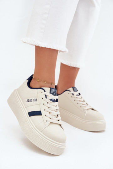 À modalo de tênis Feminino com uma plataforma Big Star SS274347 cor de marfim 2