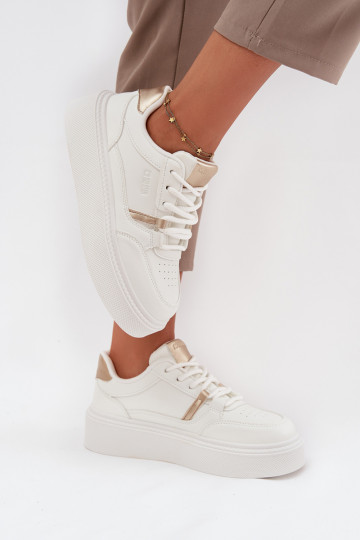 Tênis femininos brancos estilo sneakers com plataforma Big Star SS274359