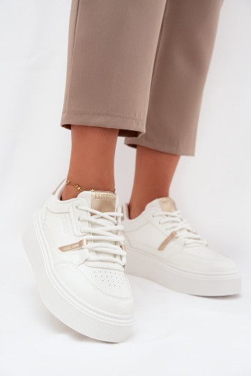 Tênis femininos brancos estilo sneakers com plataforma Big Star SS274359 2