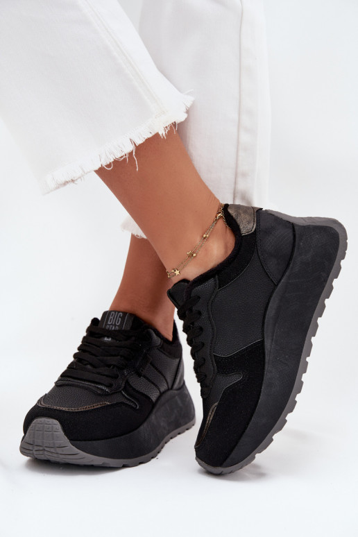 aquecimento À modalo de tênis Feminino com uma plataforma Big Star SS274007 HI-POLY SYSTEM cor preta aquecimento À modalo de tênis Feminino com uma plataforma Big Star SS274007 HI-POLY SYSTEM cor preta