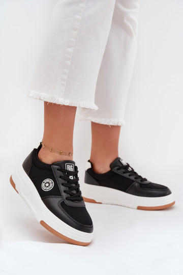 Tênis femininos pretos estilo sneakers com plataforma Big Star RR274573 HI-POLY SYSTEM 2