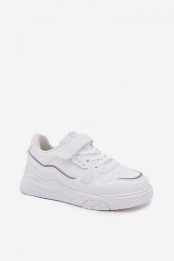 Tênis infantis na cor branca estilo sneakers com fechos adesivos Big Star SS374042