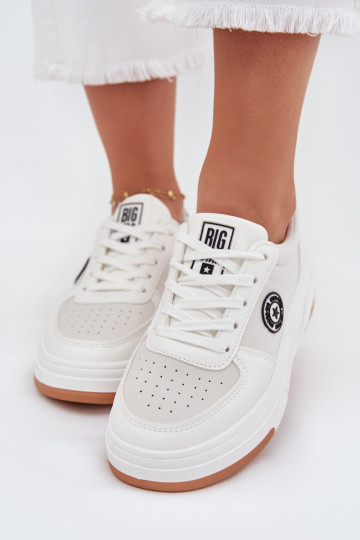 Tênis femininos esportivos com plataforma Big Star RR274572 HI-POLY SYSTEM brancos