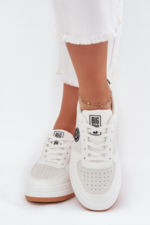 À modalo de tênis Feminino com uma plataforma Big Star RR274572 HI-POLY SYSTEM cor branca