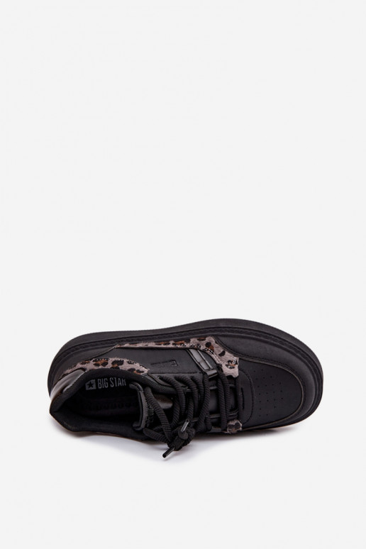 Feminino À modalo de tênis com uma plataforma Big Star SS274358 com padrões de pele de leopardo cor preta Feminino À modalo de tênis com uma plataforma Big Star SS274358 com padrões de pele de leopardo cor preta