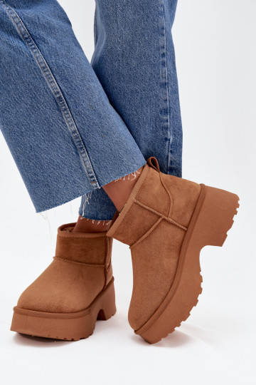 Botas femininas de neve baixas, aquecidas com pelúcia interna, na cor marrons Turivelle 2