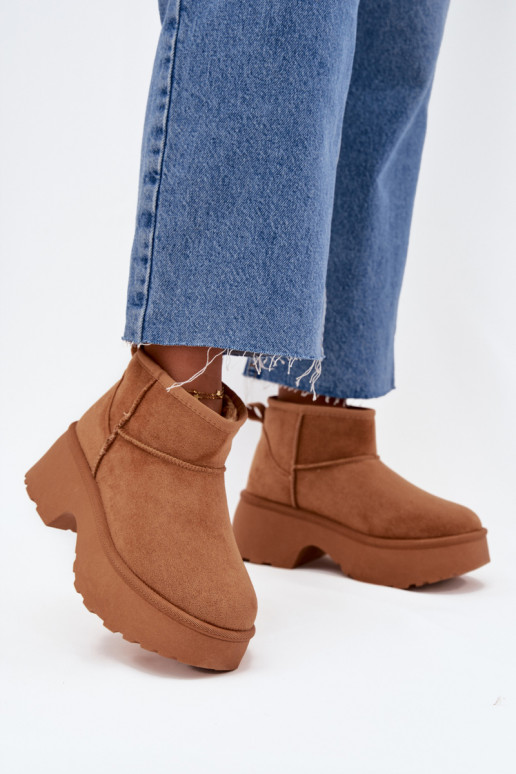 Botas de neve Baixo feminino Um modelo atraente aquecimento com pelo por dentro cor marrom Tem que servelle