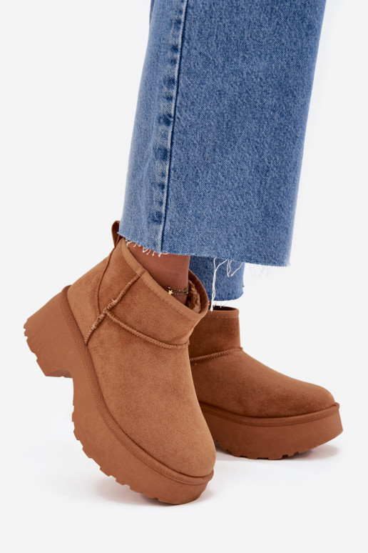 Botas de neve Baixo feminino Um modelo atraente aquecimento com pelo por dentro cor marrom Tem que servelle