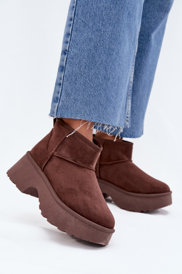 Botas de neve Baixo feminino Um modelo atraente aquecimento com pelo por dentro cor marrom Tem que servelle