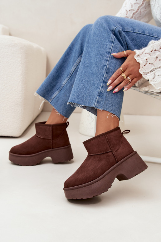 Botas de neve Baixo feminino Um modelo atraente aquecimento com pelo por dentro cor marrom Tem que servelle