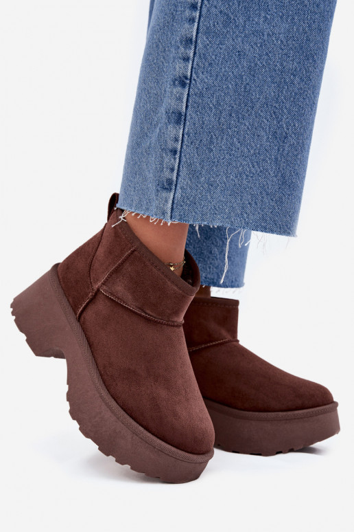 Botas de neve Baixo feminino Um modelo atraente aquecimento com pelo por dentro cor marrom Tem que servelle