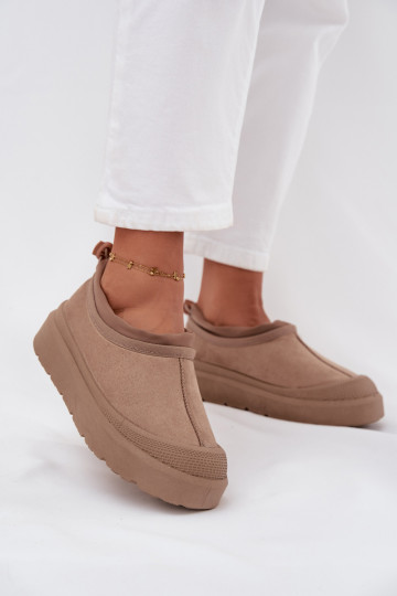 Botas femininas de neve com plataforma e parte superior baixa na cor areia Izamine 2