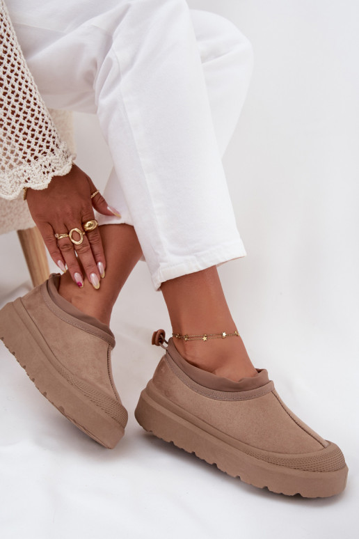 Botas de neve Feminino com uma plataforma Com um top baixo bege Izamine