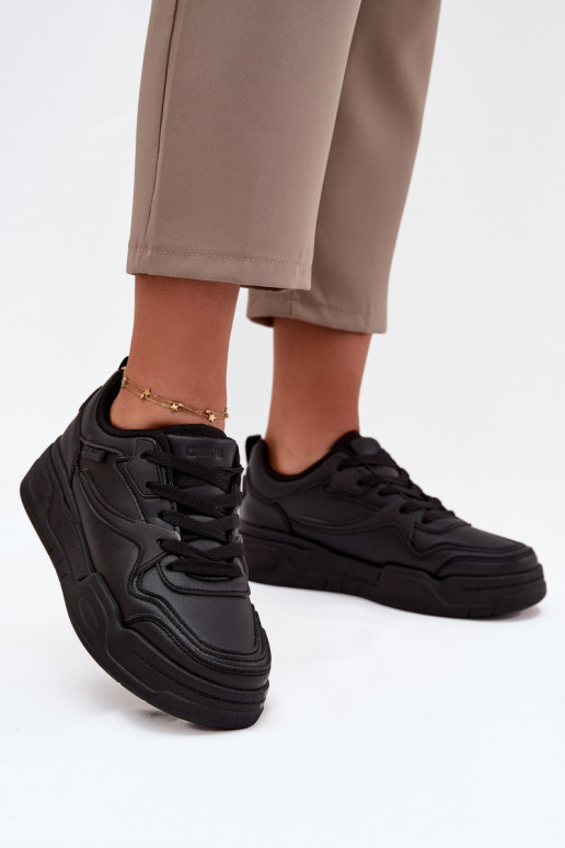 À modalo de tênis Feminino com uma plataforma Big Star SS274589 HI-POLY SYSTEM cor preta