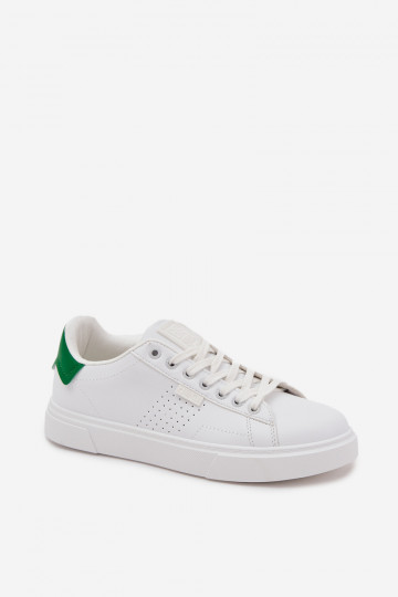 Tênis masculinos brancos e verdes modelo casual de couro ecológico Big Star OO174116