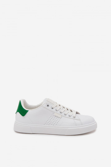 Tênis masculinos brancos e verdes modelo casual de couro ecológico Big Star OO174116 2